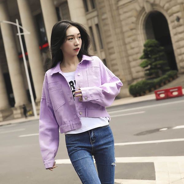 2019 new womens basic denim jacket spring loose single breasted short ladies jean coat female outwear, Black;brown
2019 new womens basic denim jacket spring loose single breasted short ladies jean coat female outwear, Black;brown