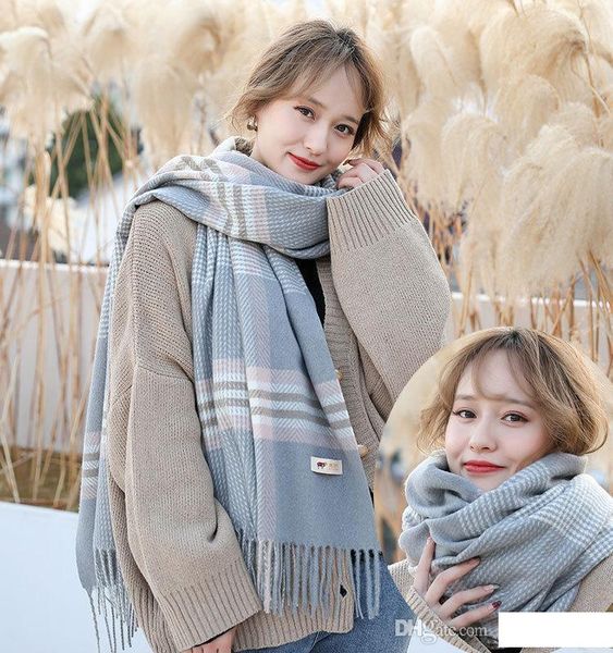 2019 new cashmere scarf thickening long warm korean version of the wild boutique striped lattice autumn and winter collar women, Blue;gray
2019 new cashmere scarf thickening long warm korean version of the wild boutique striped lattice autumn and winter collar women, Blue;gray
