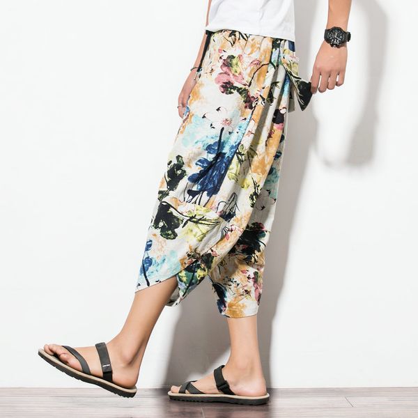 summer men casual harem pants chinese style print drop crotch pant mens loose thin trousers male drawstring cross pants 5xl, Black
summer men casual harem pants chinese style print drop crotch pant mens loose thin trousers male drawstring cross pants 5xl, Black