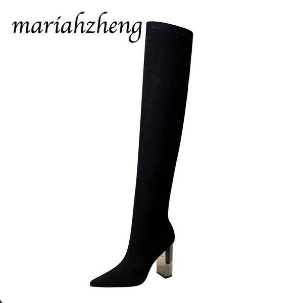 mariahzheng winter long boots thick with shoes high heel suede pointed women boots slim pedicure over the knee ds, Black
mariahzheng winter long boots thick with shoes high heel suede pointed women boots slim pedicure over the knee ds, Black