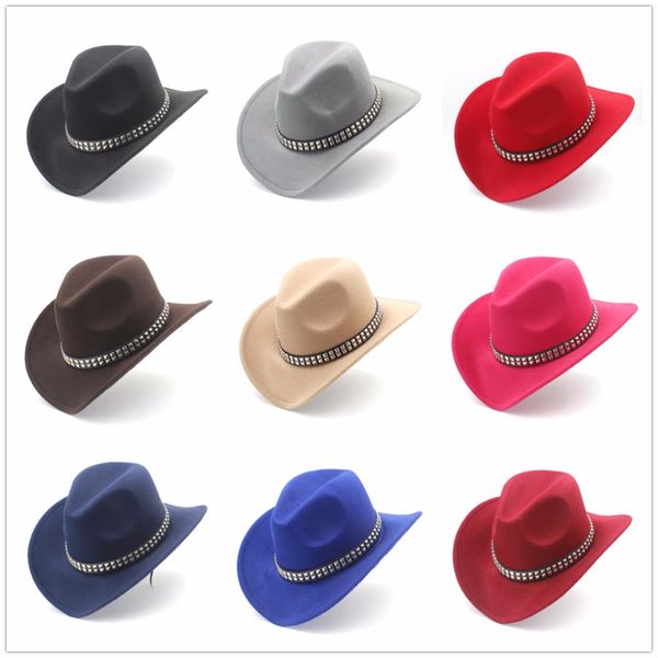 women men wool punk belt western cowboy hat with wide brim felt cowgirl jazz godfather sombrero cap size 56-58cm, Blue;gray
women men wool punk belt western cowboy hat with wide brim felt cowgirl jazz godfather sombrero cap size 56-58cm, Blue;gray