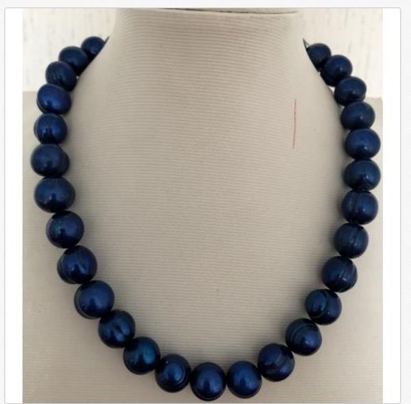 elegant 12-13mm tahitian baroque black blue pearl necklace 18inch 925s, Silver
elegant 12-13mm tahitian baroque black blue pearl necklace 18inch 925s, Silver