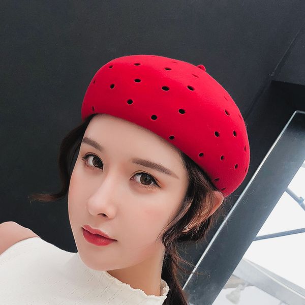 2018 new retro berets female solid color hollow wool felt cabbie hats for women's newsboy caps, Blue;gray
2018 new retro berets female solid color hollow wool felt cabbie hats for women's newsboy caps, Blue;gray