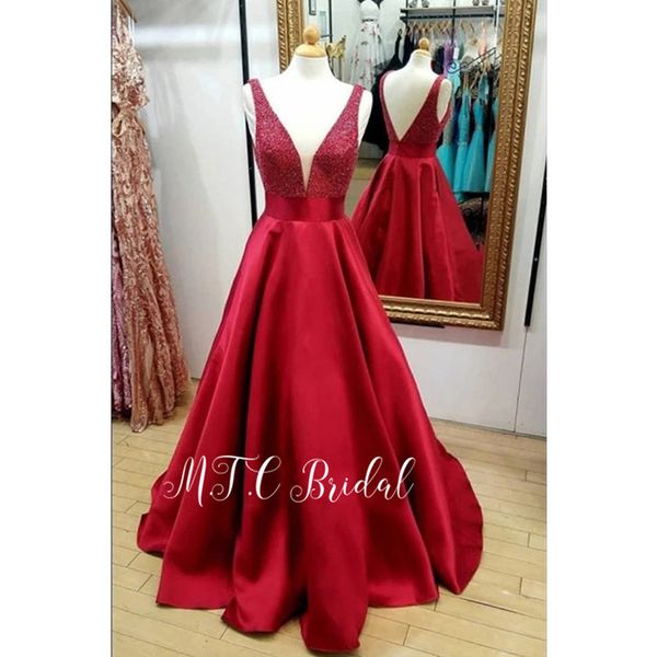 gorgeous long red evening dresses exquisite beaded satin v neck backless formal occasion women dress 2019 arabic prom party gown, White;black
gorgeous long red evening dresses exquisite beaded satin v neck backless formal occasion women dress 2019 arabic prom party gown, White;black