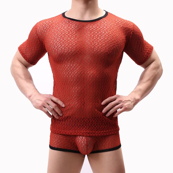 men's mesh see-through fishnet t shirt fashion short sleeve nightclub wear t-shirt men party perform streetwear, Black;brown
men's mesh see-through fishnet t shirt fashion short sleeve nightclub wear t-shirt men party perform streetwear, Black;brown