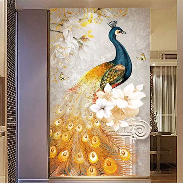 drop shipping european retro golden peacock abstract flower entrance aisle decorative wallpaper mural background wall painting
drop shipping european retro golden peacock abstract flower entrance aisle decorative wallpaper mural background wall painting