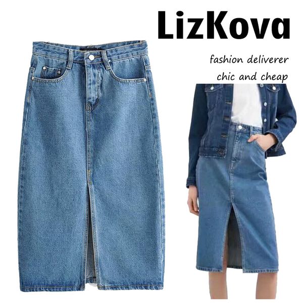2020 summer vintage blue denim skirts womens high waist jean straight skirt front split bottoms cowboy style fashion streetwear, Black
2020 summer vintage blue denim skirts womens high waist jean straight skirt front split bottoms cowboy style fashion streetwear, Black