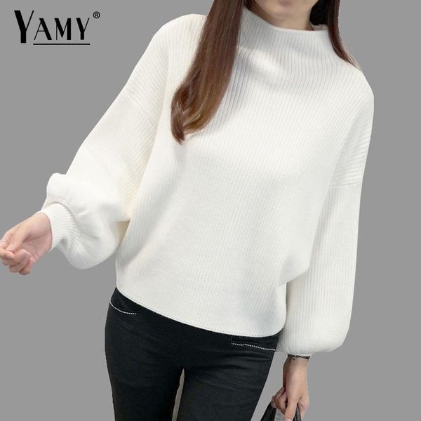 women's sweaters winter women fashion red white turtleneck lantern sleeve pullovers loose knitted female jumper 2021, White;black
women's sweaters winter women fashion red white turtleneck lantern sleeve pullovers loose knitted female jumper 2021, White;black