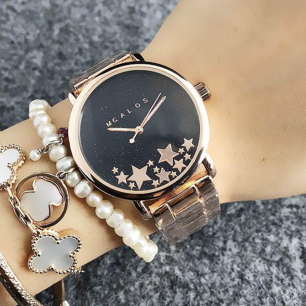 

Мода Марка наручные часы для женщин Девушка Пентаграмма звезда стиля металла ста