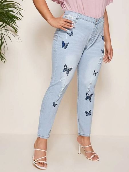 women's jeans fashion denim skinny cropped length lots of fun distressing pants, Blue
women's jeans fashion denim skinny cropped length lots of fun distressing pants, Blue