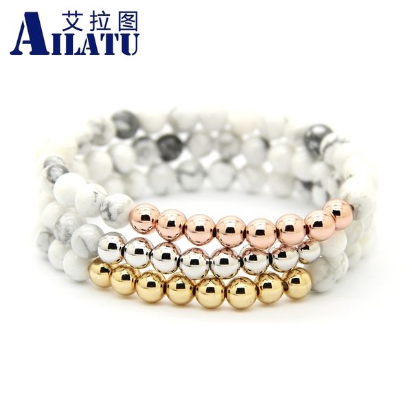 ailatu wholesale 10pcs/lot 6mm natural white howlite stone elastic bead men girl bracelet jewelry, Golden;silver
ailatu wholesale 10pcs/lot 6mm natural white howlite stone elastic bead men girl bracelet jewelry, Golden;silver
