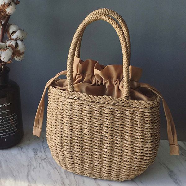 1 pc drawstring solid color portable straw bag women summer handmade weave handbags bohemia bali beach bags bucket
1 pc drawstring solid color portable straw bag women summer handmade weave handbags bohemia bali beach bags bucket