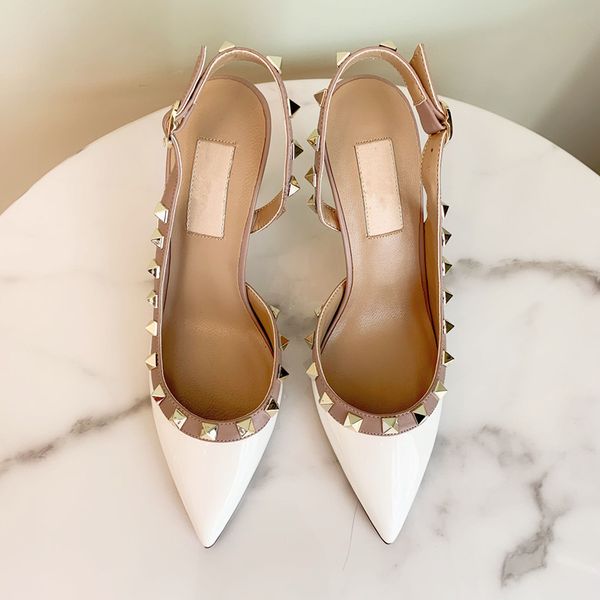 fashion women pumps white patent leather spikes point toe slingback high heels for women brand new party shoes brand new 85mm, Black
fashion women pumps white patent leather spikes point toe slingback high heels for women brand new party shoes brand new 85mm, Black