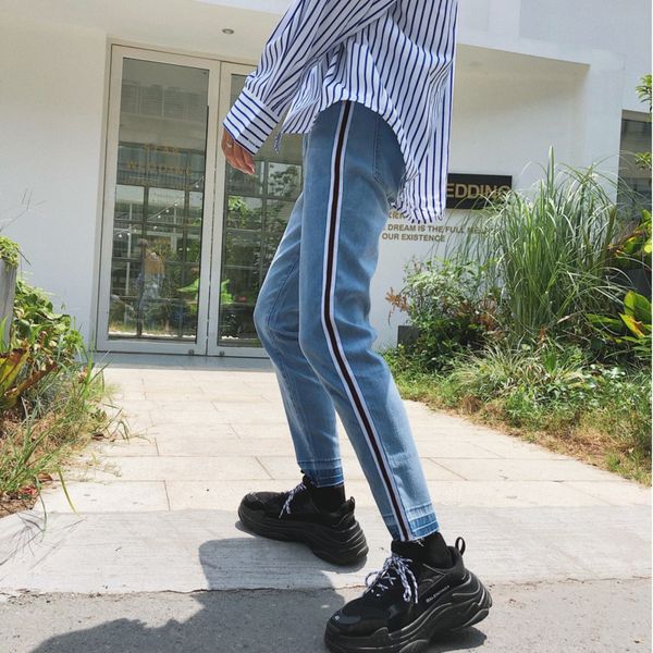 side weave bring trousers leisure time summer fashion streetwear hip hop loose male clothes jeans men autumn denim slim casual, Blue
side weave bring trousers leisure time summer fashion streetwear hip hop loose male clothes jeans men autumn denim slim casual, Blue