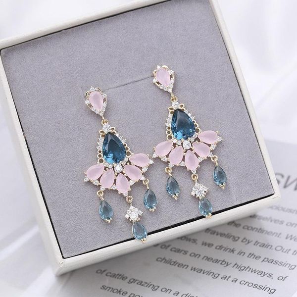 2020 new red retro color zircon protein powder long long light luxury earrings, Silver
2020 new red retro color zircon protein powder long long light luxury earrings, Silver