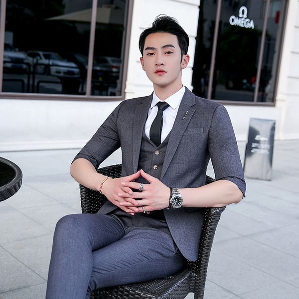 costumes homme british style business slim solid color suit 3-piece male hair stylist seven-point sleeves casual business dress, White;black
costumes homme british style business slim solid color suit 3-piece male hair stylist seven-point sleeves casual business dress, White;black