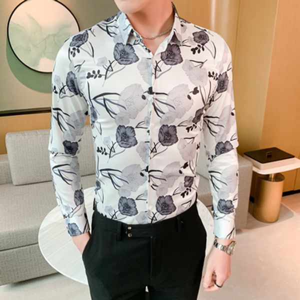 2020 men's korean casual shirt long-sleeved slim tide brand british retro printed shirt handsome wild, White;black
2020 men's korean casual shirt long-sleeved slim tide brand british retro printed shirt handsome wild, White;black