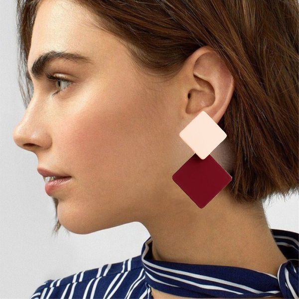 korean version of the new paint geometric square earrings exaggerated fashion simple wild red earrings retro cold wind female, Silver
korean version of the new paint geometric square earrings exaggerated fashion simple wild red earrings retro cold wind female, Silver