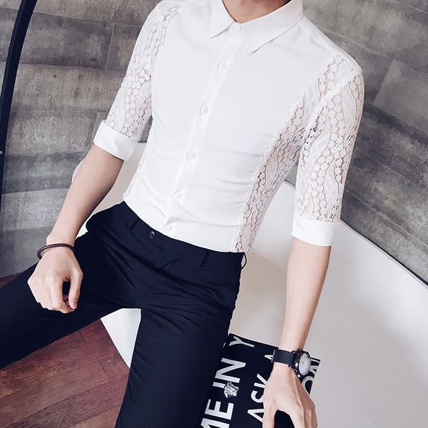 fashion 2020 summer lace shirt men streetwear slim fit men casual shirts hollow half sleeve shirt dress night club tuxedo, White;black
fashion 2020 summer lace shirt men streetwear slim fit men casual shirts hollow half sleeve shirt dress night club tuxedo, White;black