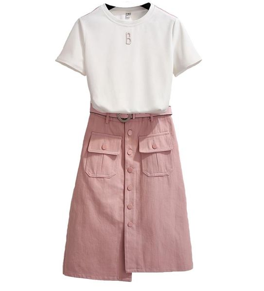 2019 summer leisure suit pink pocket skirt & white sweatshirt outfit new covered meat minus age suits casual clothes xl-4xl
2019 summer leisure suit pink pocket skirt & white sweatshirt outfit new covered meat minus age suits casual clothes xl-4xl