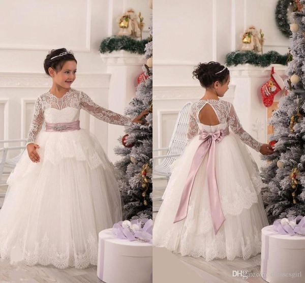 new arabic flower girls dresses princess sheer long sleeves backless lace first communion party sashes pageant dresses with belt, White;blue
new arabic flower girls dresses princess sheer long sleeves backless lace first communion party sashes pageant dresses with belt, White;blue