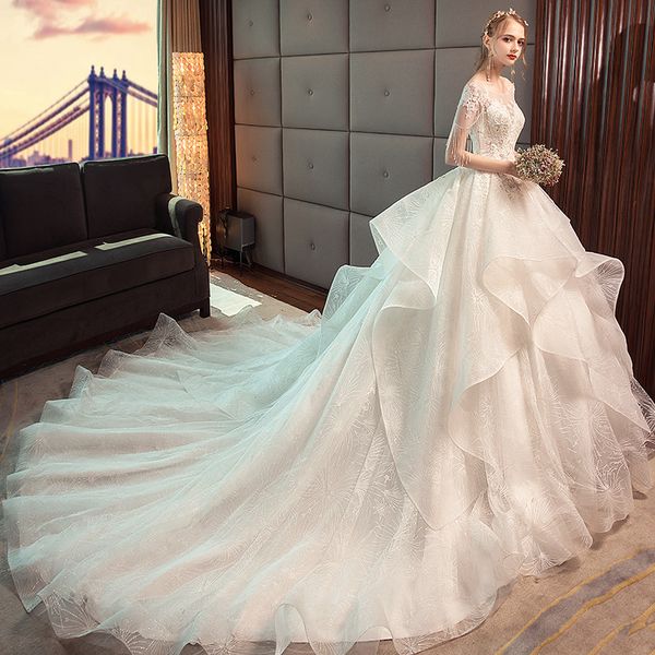 the new winter trailing female bride main yarn trill hepburn out pregnant women show thin big yards, White
the new winter trailing female bride main yarn trill hepburn out pregnant women show thin big yards, White