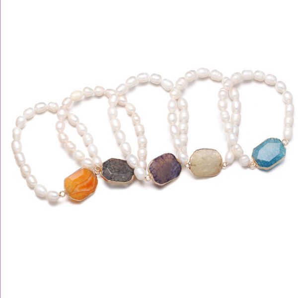 10 pcs many colors geometric shape agate connect imitation pearl bracelet for women gift gold plated jewelr, Black
10 pcs many colors geometric shape agate connect imitation pearl bracelet for women gift gold plated jewelr, Black