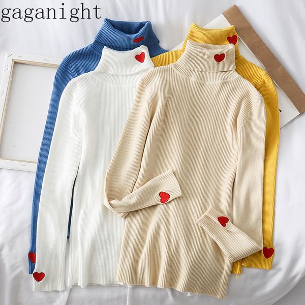 women's sweaters gaganight love heart embroidery women turtleneck sweater long sleeves solid slim knitted pullover female cute girls ju, White;black
women's sweaters gaganight love heart embroidery women turtleneck sweater long sleeves solid slim knitted pullover female cute girls ju, White;black