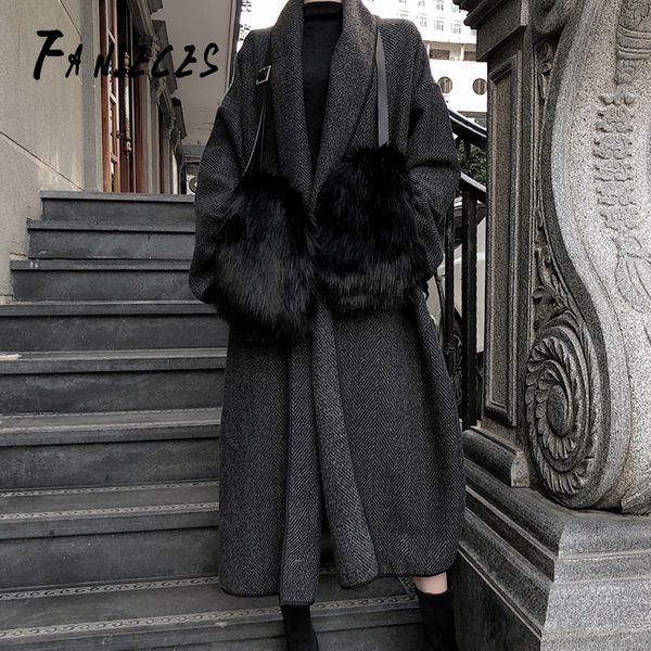 female woolen coat with gloves winter spring ins fashion retro cardigan turn-down collar pocket overcoat women wool blends coats, Black
female woolen coat with gloves winter spring ins fashion retro cardigan turn-down collar pocket overcoat women wool blends coats, Black