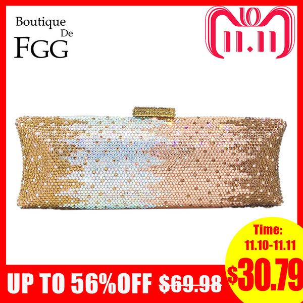 

boutique de fgg multi champagne women crystal bag evening purse metal minaudiere clutches wedding party bridal diamond handbag d18110106