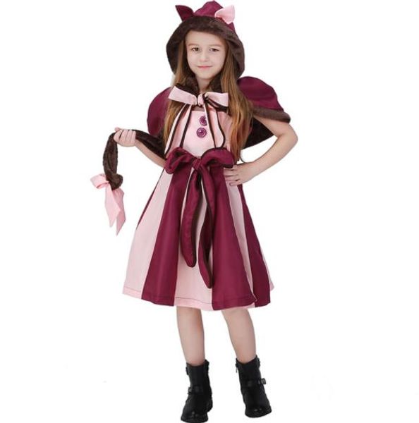 

girl halloween costumes for kid party alice costume alice in wonderland costume cheshire cat cosplay fancy dress a102, Black;red
