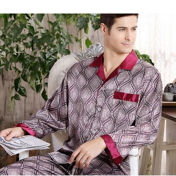 silk pajamas paisley men long-sleeved shirt + trousers two pieces sleepwear set plus size pyjamas home clothes male, Black;brown
silk pajamas paisley men long-sleeved shirt + trousers two pieces sleepwear set plus size pyjamas home clothes male, Black;brown