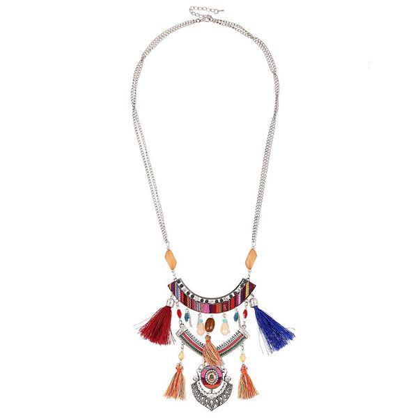 fashion 2 colors handmade vintage ethnic alloy necklace with tassel pendant necklce for women double layer long jewelry hot, Silver
fashion 2 colors handmade vintage ethnic alloy necklace with tassel pendant necklce for women double layer long jewelry hot, Silver