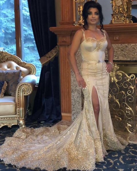 shining mermaid beaded prom dresses spaghetti straps sequined side split formal dress sweep train appliqued evening gowns, Black;red
shining mermaid beaded prom dresses spaghetti straps sequined side split formal dress sweep train appliqued evening gowns, Black;red