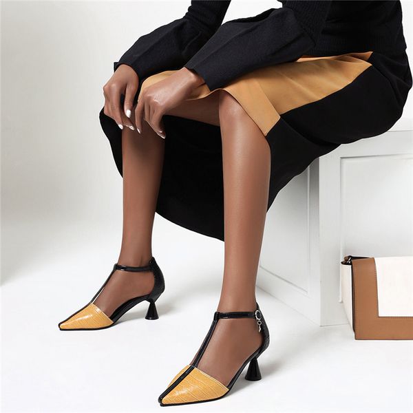 dress shoes cone heel t-shaped buckle covering pointed toe color block pumps high heels sandals summer 2021 women office party, Black
dress shoes cone heel t-shaped buckle covering pointed toe color block pumps high heels sandals summer 2021 women office party, Black