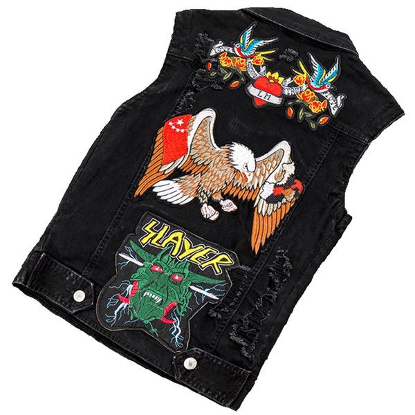 embroided jeans waistcoat men denim vest patchwork mens summer sleeveless jackets punk rock biker animal flower appliques hiphop, Black;white
embroided jeans waistcoat men denim vest patchwork mens summer sleeveless jackets punk rock biker animal flower appliques hiphop, Black;white
