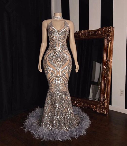 halter neck silver sequins feather mermaid formal evening dress floor length women prom gown custom made, White;black
halter neck silver sequins feather mermaid formal evening dress floor length women prom gown custom made, White;black