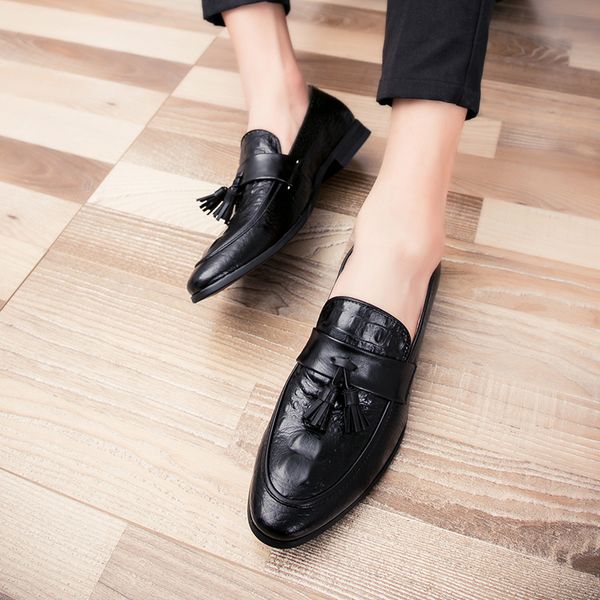 tassel men's dress handmade formal leather shoes glitter elegant italian style footwear slip on classic oxfords tenis, Black
tassel men's dress handmade formal leather shoes glitter elegant italian style footwear slip on classic oxfords tenis, Black