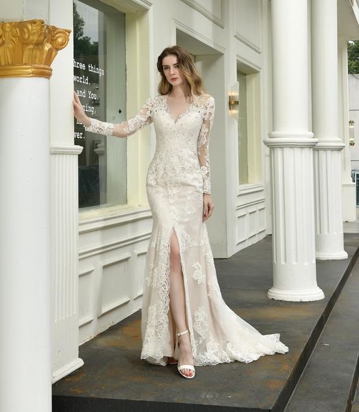 muslim wedding dresses 2020 full sleeve lace tulle mermaid bridal gowns trumpet button back v neck sweep train robe de mariee, White
muslim wedding dresses 2020 full sleeve lace tulle mermaid bridal gowns trumpet button back v neck sweep train robe de mariee, White