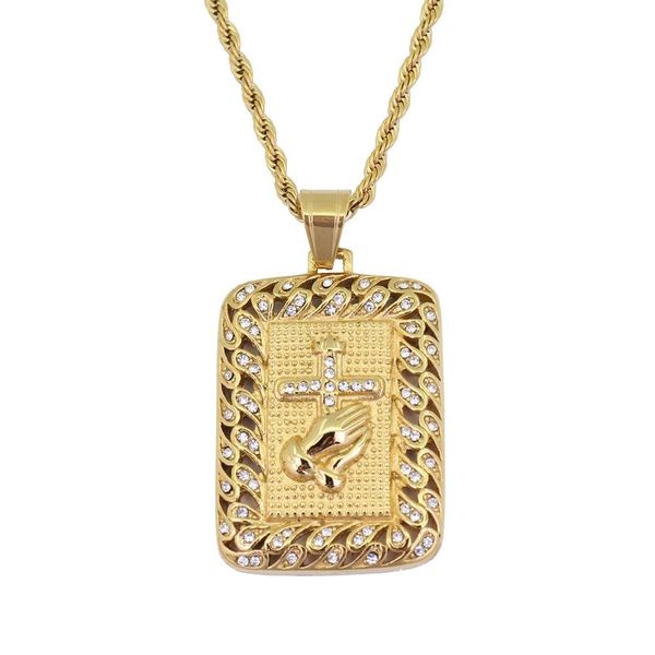 hip hop the praying hands cross pendant necklaces for men diamonds luxury necklace stainless steel cuban chains religion dog tag jewelry, Silver
hip hop the praying hands cross pendant necklaces for men diamonds luxury necklace stainless steel cuban chains religion dog tag jewelry, Silver
