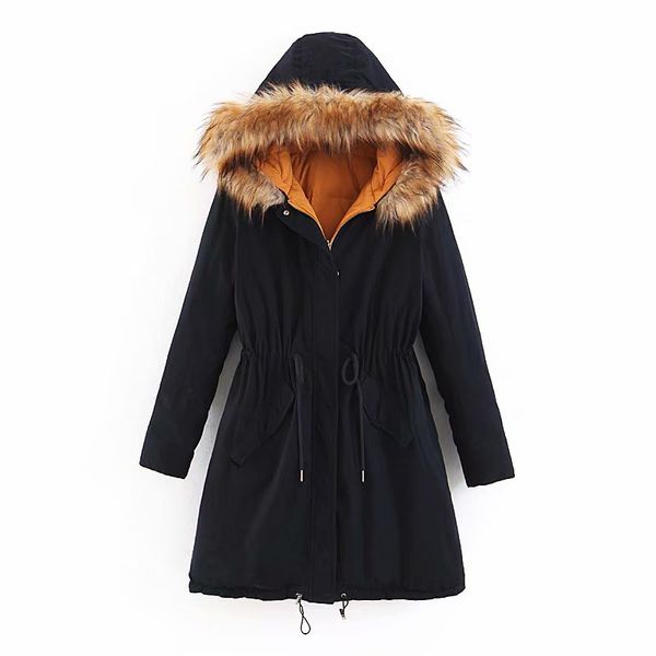 autumn winter warm long sleeve solid color zipper long hoodies lace slim parka outwear coat, Black
autumn winter warm long sleeve solid color zipper long hoodies lace slim parka outwear coat, Black