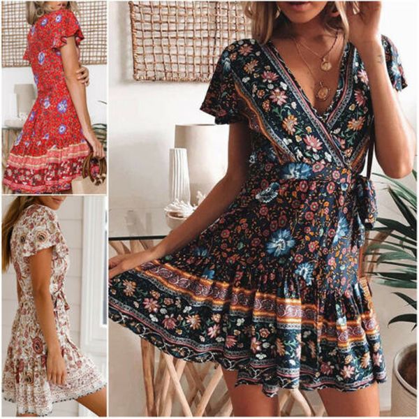 women bohemia flower print dress party clubwear short sleeve v-neck casual summer beach bodycon 2019 mini dress, Black;gray
women bohemia flower print dress party clubwear short sleeve v-neck casual summer beach bodycon 2019 mini dress, Black;gray