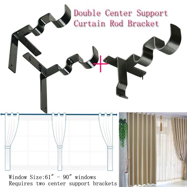 double curtain rod bracket kwik curtain hang double center support rod bracket into window frame for dropship 
double curtain rod bracket kwik curtain hang double center support rod bracket into window frame for dropship