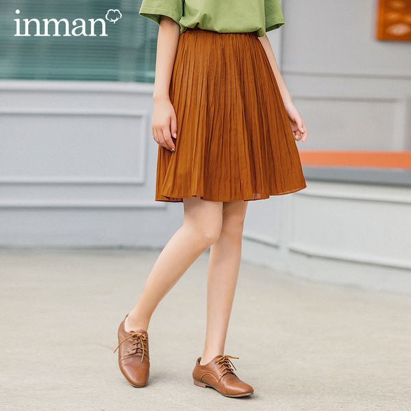 inman 2020 summer new arrival elastic waist caramel color double layered a line shape skirt, Black
inman 2020 summer new arrival elastic waist caramel color double layered a line shape skirt, Black