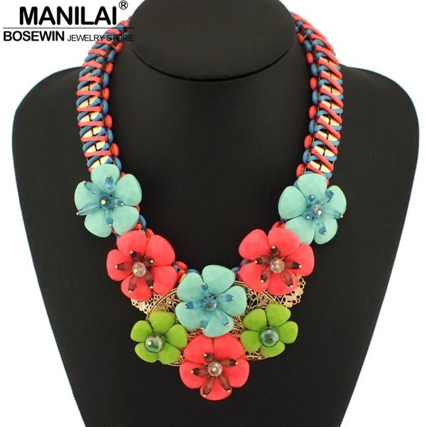 manilai fashion resins flowers statement necklace bohemia neon ribbon weave twined chain collars necklace for women jewelry, Golden;silver
manilai fashion resins flowers statement necklace bohemia neon ribbon weave twined chain collars necklace for women jewelry, Golden;silver