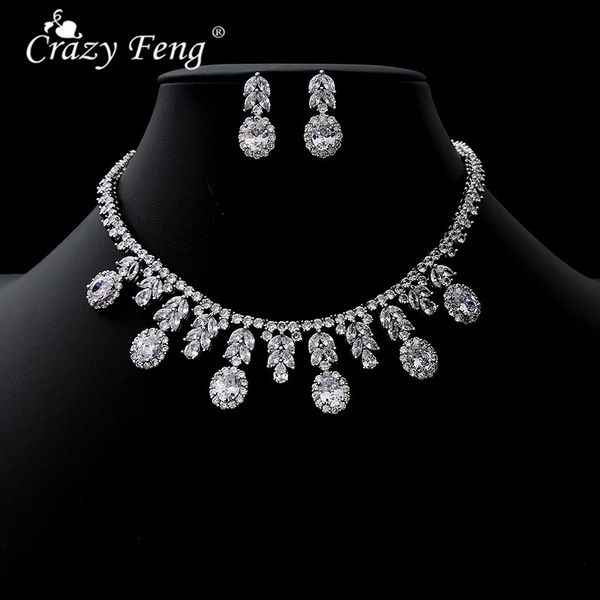 luxury dangle drop dubai zircon necklace earrings bridal jewelry set women wedding engagement bridal dress accessories jewellry, Silver
luxury dangle drop dubai zircon necklace earrings bridal jewelry set women wedding engagement bridal dress accessories jewellry, Silver