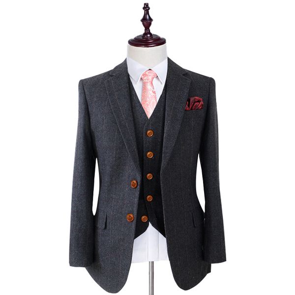wool black herringbone tweed man suits tailor wedding suits for men retro gentleman style custom made mens suit 3 pieces (jacket+pants+vest), Black;gray
wool black herringbone tweed man suits tailor wedding suits for men retro gentleman style custom made mens suit 3 pieces (jacket+pants+vest), Black;gray