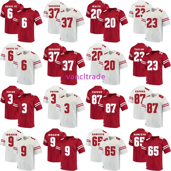 2019 ncaa football wisconsin badgers 6 danny davis iii 37 garrett groshek 20 james white 23 jonathan taylor 3 kendric pryor jerseys, Black;red 
2019 ncaa football wisconsin badgers 6 danny davis iii 37 garrett groshek 20 james white 23 jonathan taylor 3 kendric pryor jerseys, Black;red