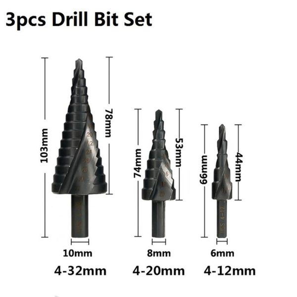 hss step drill bit set 4-12/20-32mm nirtird coated spiral groove wood metal hole cutter step cone drill bit
hss step drill bit set 4-12/20-32mm nirtird coated spiral groove wood metal hole cutter step cone drill bit