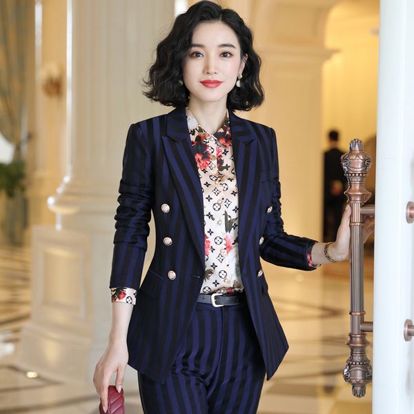 casual office professional striped suit suit women's spring and autumn new fashion temperament british style overalls, White
casual office professional striped suit suit women's spring and autumn new fashion temperament british style overalls, White